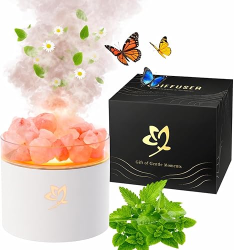 Miniatura 10 de Difusor de aceite - Difusor de aroma de grano de madera 160ML para oficina - Roca de sal del Himalaya con alivio del estrés para mujeres Veta de