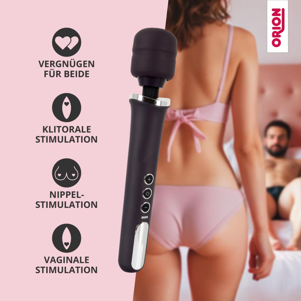 ORION Massagestab "Power Wand" - intensiver Ganzkörper-Massagestab für Frauen und Männer, mit 10 Vibrationsmodi und je 5 Geschwindigkeiten, lila