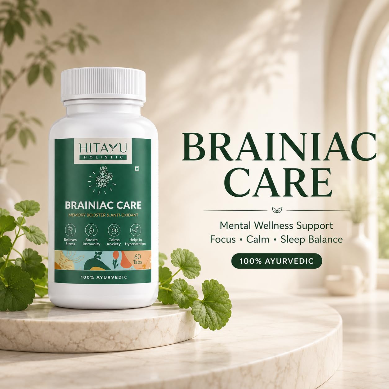 Brainiac Care Memory Booster and Anti-oxidant Tablets, 60 Tabs, 100% Ayurvedic — Amazon image 2