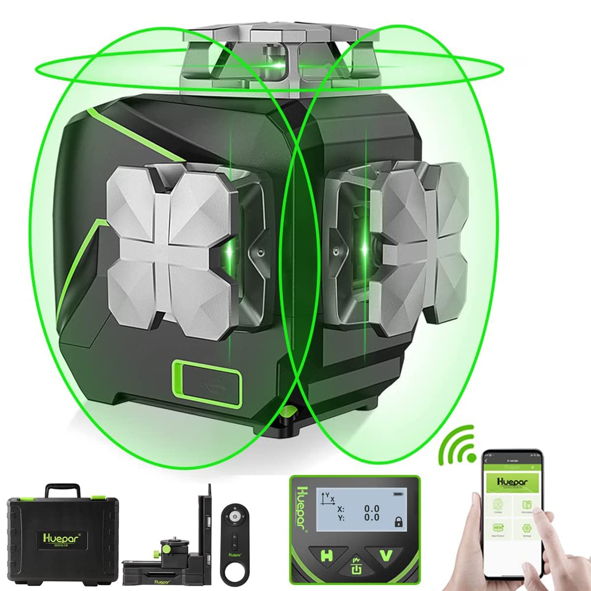 Sponsored Ad – 3D Laser Level with LCD Screen 3x360°Bluetooth Connected Green Beam Cross Line Laser Level Tool -360° Horizontal/Vertical Line -Remote Control&Hard Carry Case S03CG