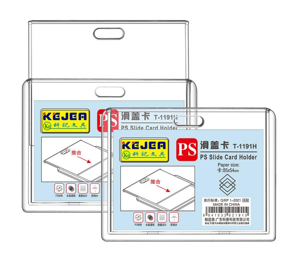 Horizontal Acrylic ID Card Holder - Clear/Transaprent (Pack of 2) - 1191H-Paper Size 85 X54mm-Slide Card Holder -Slider Card Badge Holder -High Transparency ID Card Holder Slide Cover-image-33
