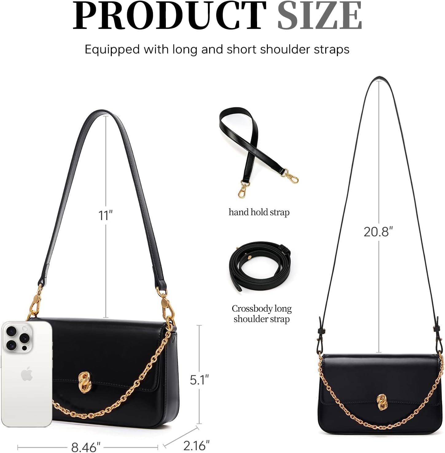 LA FESTIN Small Leather Shoulder Bag for Women: Designer Crossbody Handbag Satchels Purse with Strap - Trend Chasers