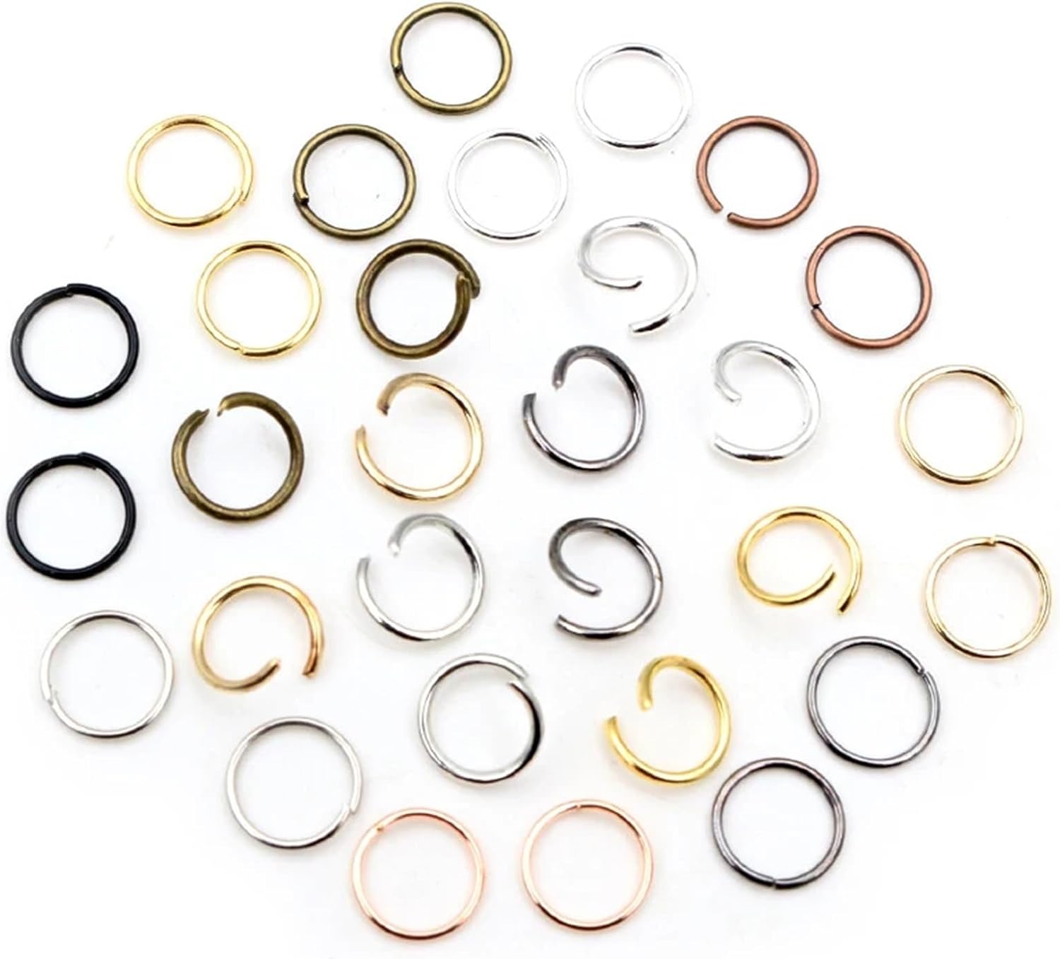 2000pcs 7mm Metal DIY Jewelry Findings Closed/Open Single Loops Jump Rings & Split Ring for Jewelry Making(Silver Open)