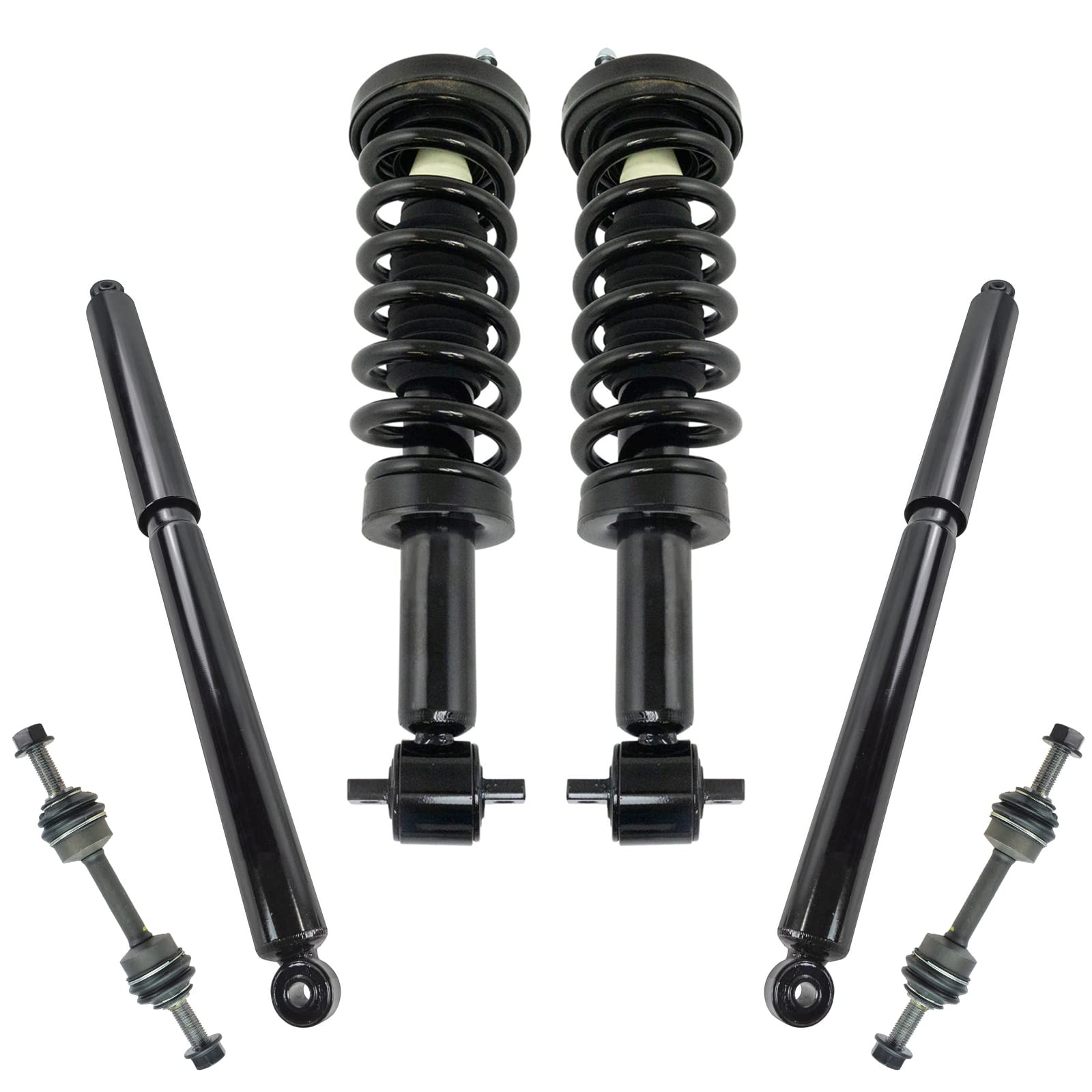TRQ Front and Rear Suspension Kit Complete Strut & Coil Spring Assembly Shock Absorber Sway Bar Stabilizer Link Compatible with 2014 Ford F-150