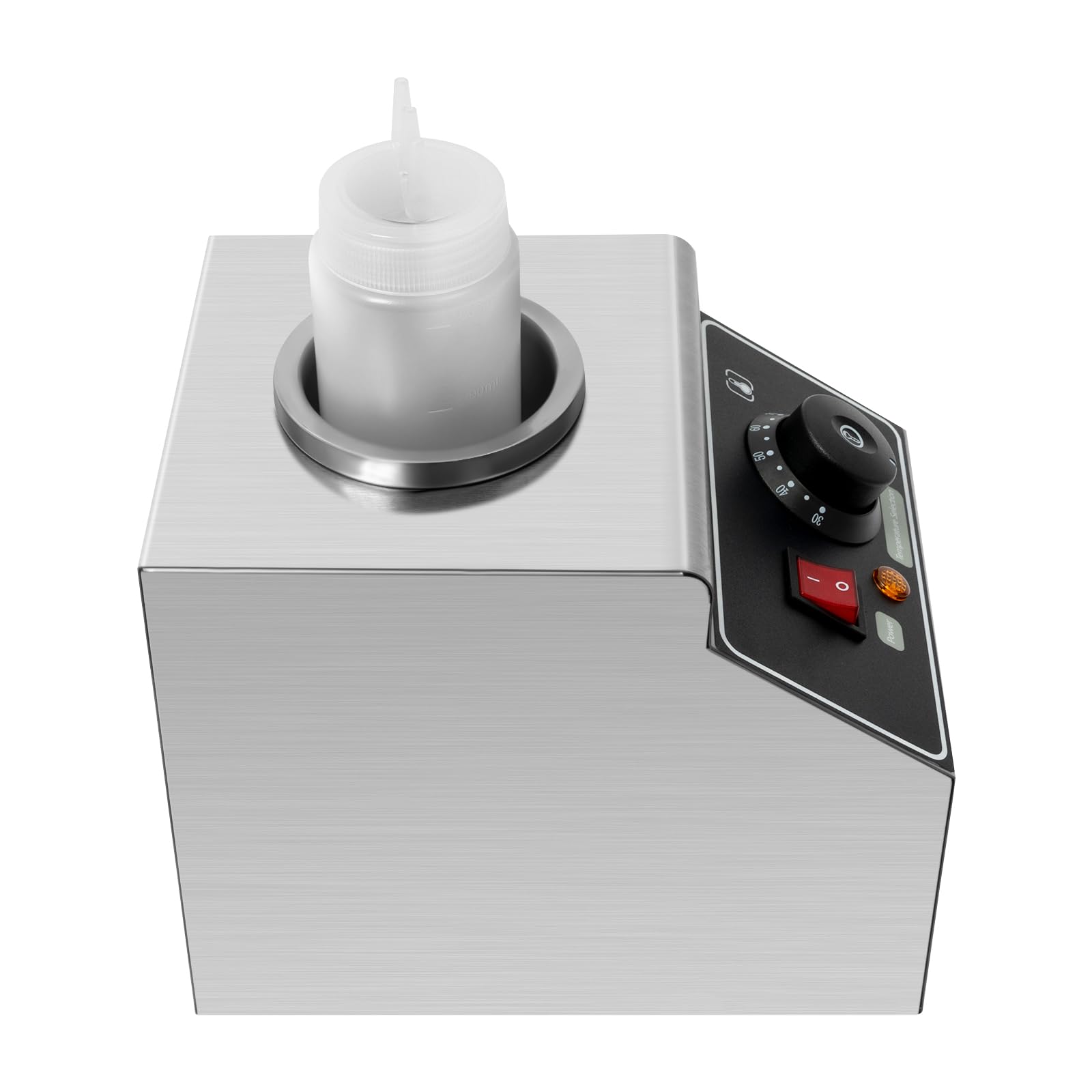 Chauffe-sauce électrique Chauffe-fromage Distributeur en acier inoxydable avec bouteille de 0,57 L, 80W, 220V, pour restaurants, cafés et fêtes - Fonction de maintien au chaud compacte pour