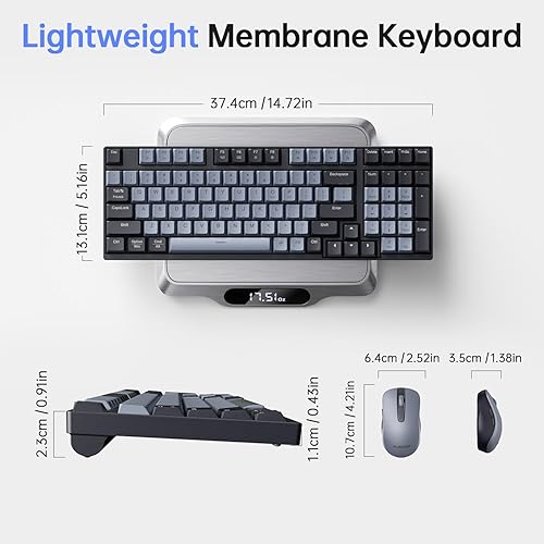 Miniatura 5 de AUSDOM Combo de teclado y mouse inalámbricos sensación mecánica de 98 teclas, teclado silencioso de computadora de 2.4 G y mouse silencioso