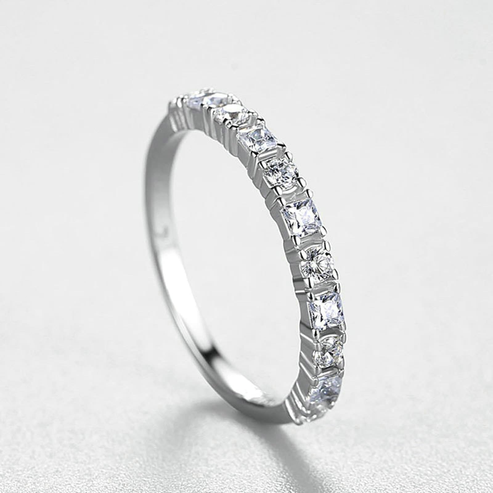 Anillo de compromiso de oro blanco de 9 K/14 K/18 K, anillo de boda con diamante creado en laboratorio, alianzas de boda Au 375/585/750, oro blanco, talla 47-65