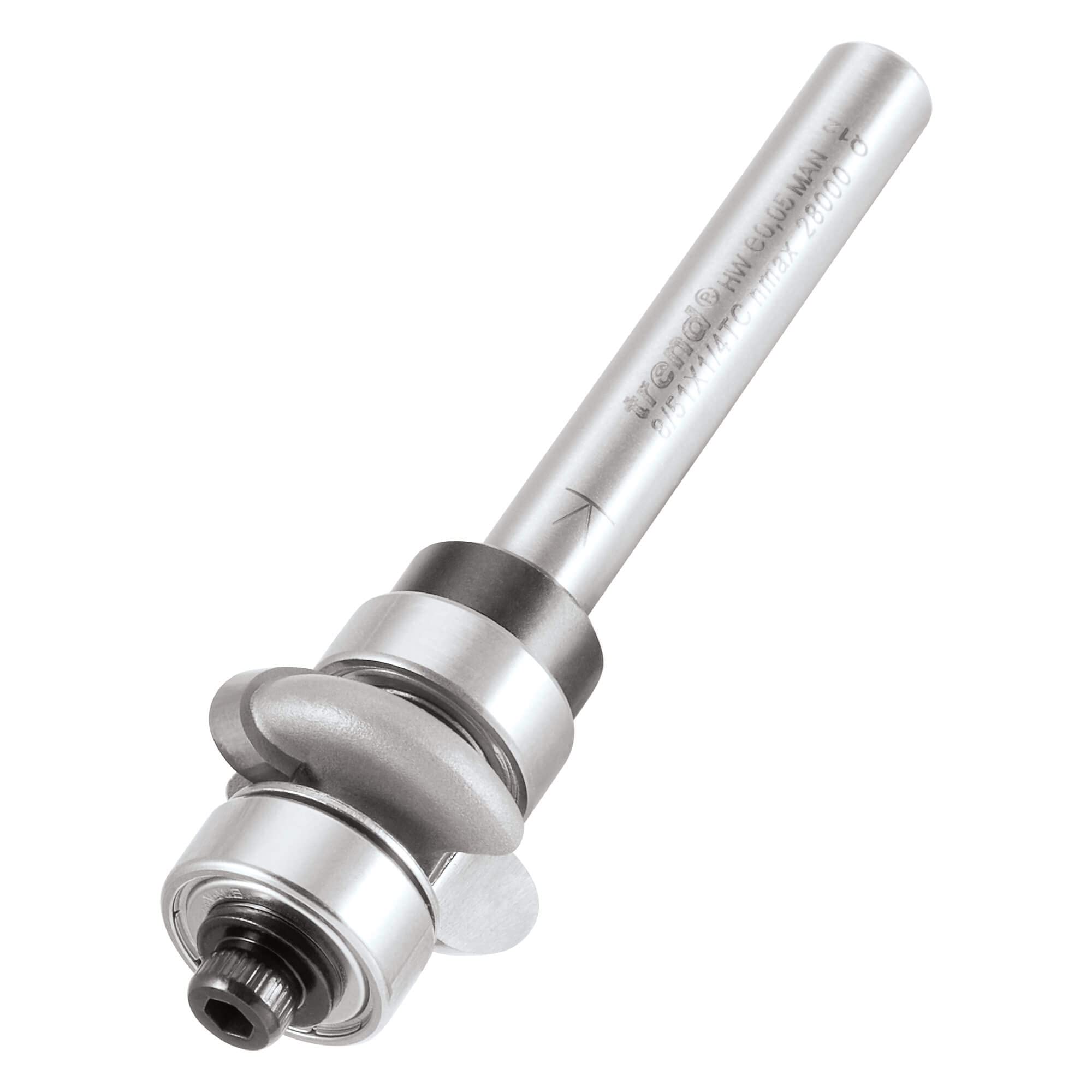 Trend Professional Double Guided Sunk Bead Router Cutter, 1/4 Inch Shank, 19.1mm Cut Diameter, 6.4mm Cut Length, 3.2mm Radius