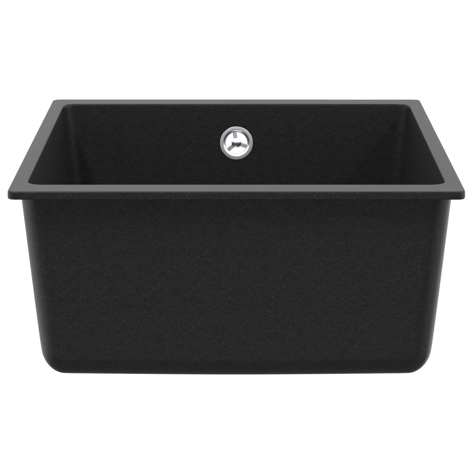 Fregadero de cocina Mangloder negro, 430 x 460 mm, con 80% de cuarzo y 20% de resina, base resistente a arañazos y manchas, ideal para cocinas modernas, granito duradero, fácil montaje, resistente al