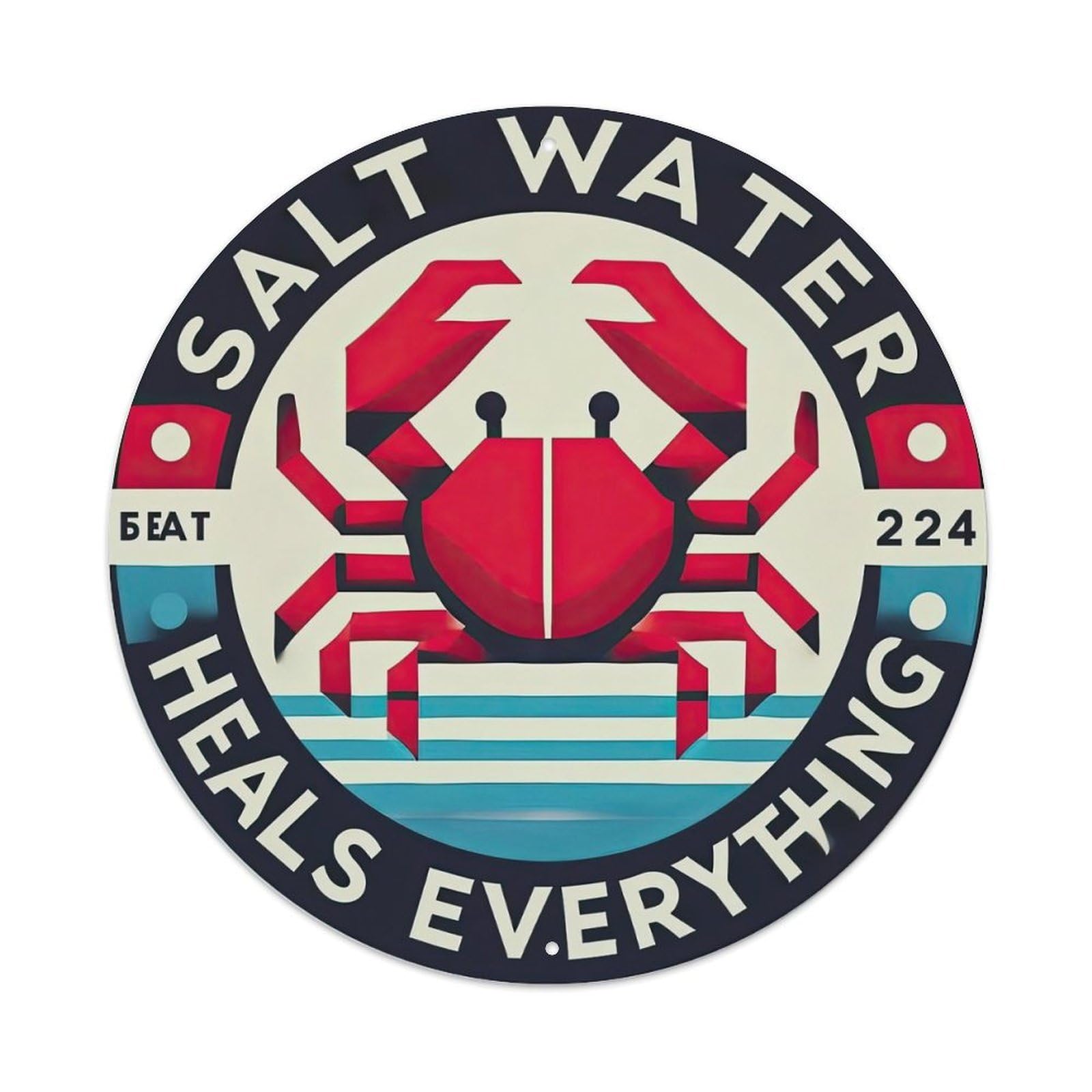 Salt Water Heals Everything Crab Metal Tin Sign