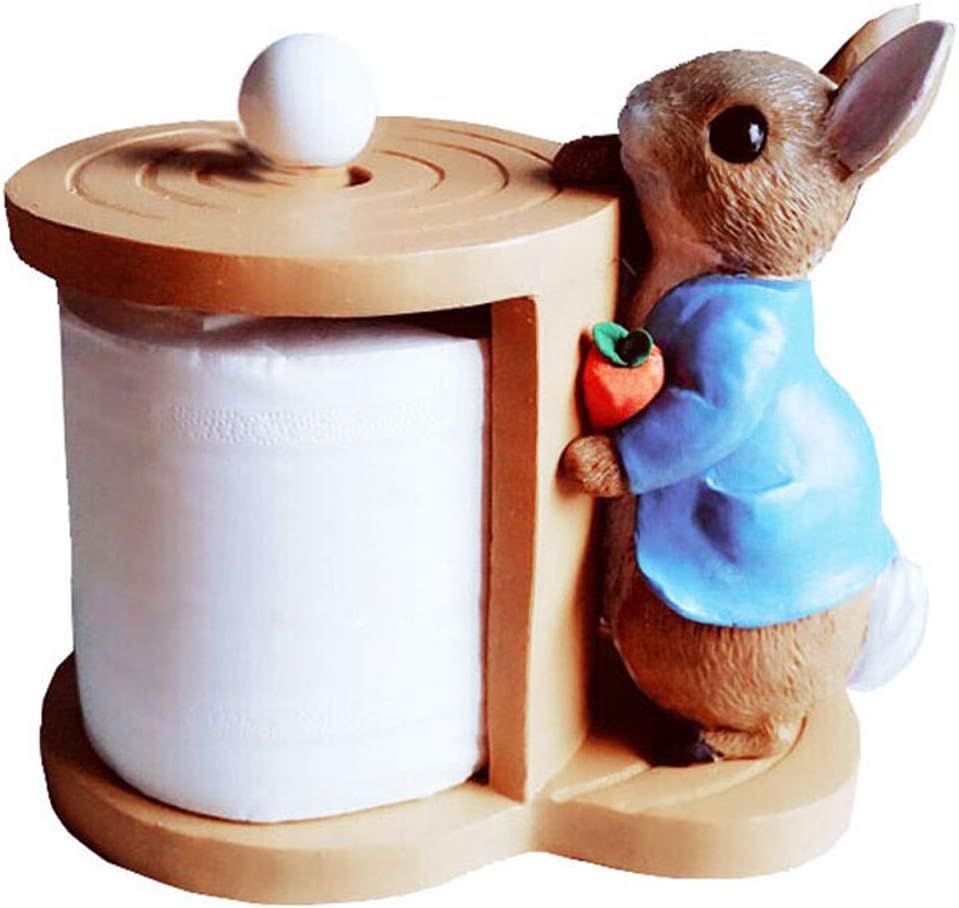 Free Standing Toilet Paper Holder Desktop Vertical Paper Towel Holder Cute Rabbit Roll Paper Towel Holder Handmade (Rod Height 11cm) Toilet Paper Holders