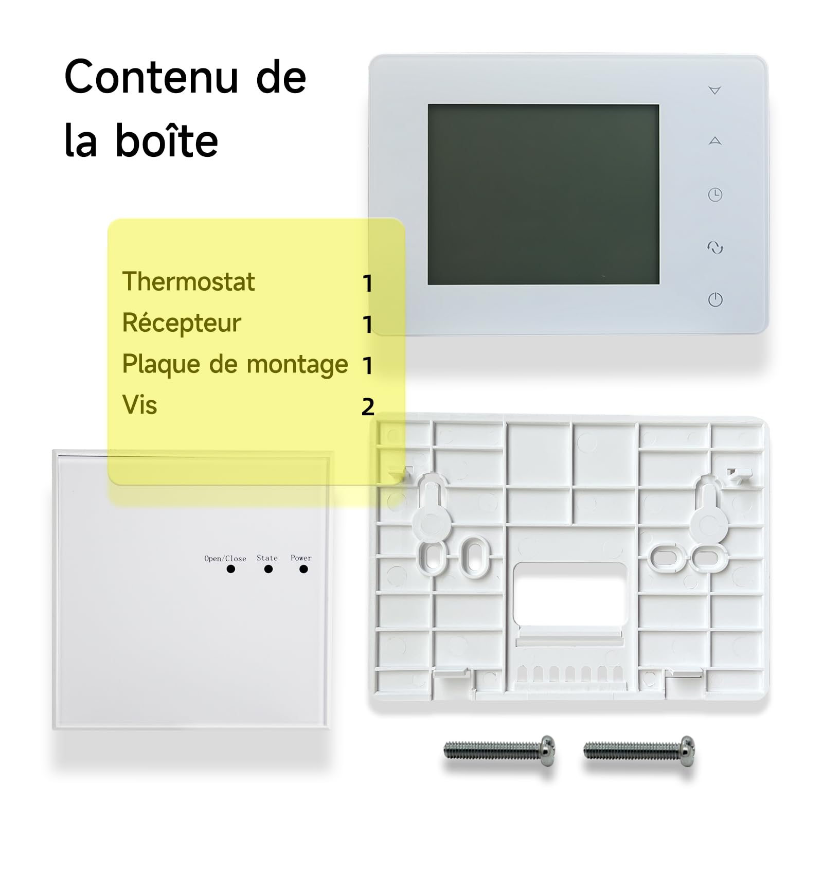 Beok Thermostat sans Fil avec Récepteur Thermostat Chaudiere gaz,Thermostat Programmable avec rétro-éclairage,Thermostats Mural Blanc Alimenté par Piles,Récepteur Alimenté par AC 230V