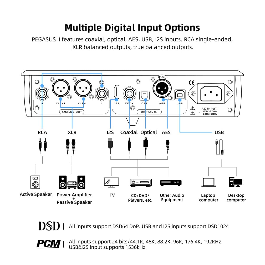 Musician Pegasus III R2R DAC Decoder Audio Digitale, Nero | Supporta PCM 32Bit/1536kHz e DSD1024, doppio clock TCXO, ingressi digitali multipli, uscite XLR e RCA, DAC bilanciato