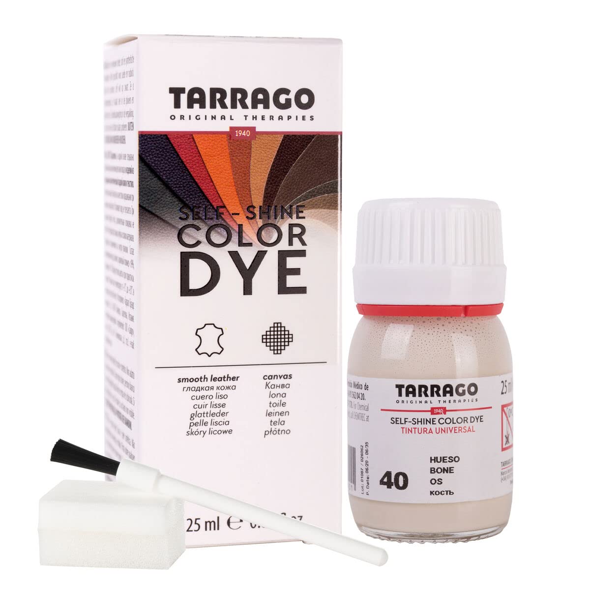 Tinte para Zapatos y Bolsos de Cuero y Textil con Esponja y Brocha | Cubre Rozaduras y Desgastes del Calzado | Gama de 90 colores — view 19