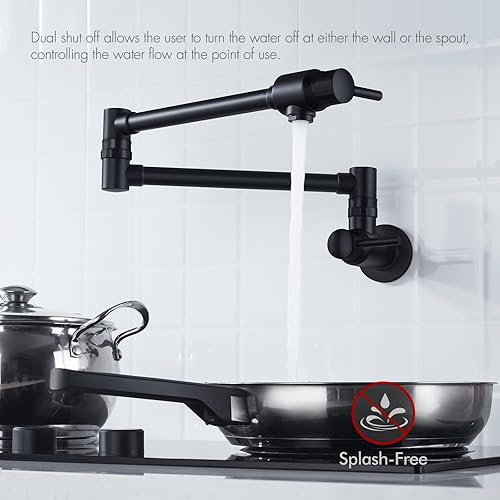 Miniatura 8 de BAGNOLUX Grifo de llenado de ollas cromado, boquilla de llenado de olla de montaje en pared, solo agua fría, mango de doble palanca con brazo