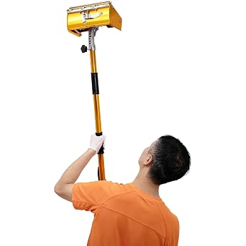 Drywall Finishing Box 9.8 Inch Drywall Flat Taping Finishing Box Tool Set with 105-168 cm Extendable Handle Drywall Flat Box for Plasterboard Wall Panels Plasterboard