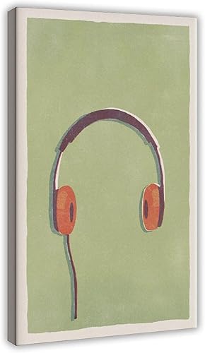90s Music Retro Headphones Poster for Room Aesthetics Canvas Wall Art Print Frame 12x18inch
