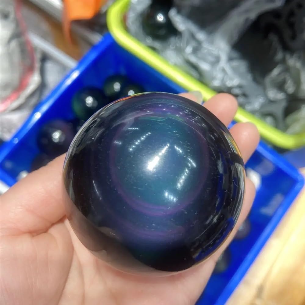 HSMQUBDBX Stone Cats Eye Obsidian Quartz Crystal Sphere Ball Decorations Decoration(60-70mm)