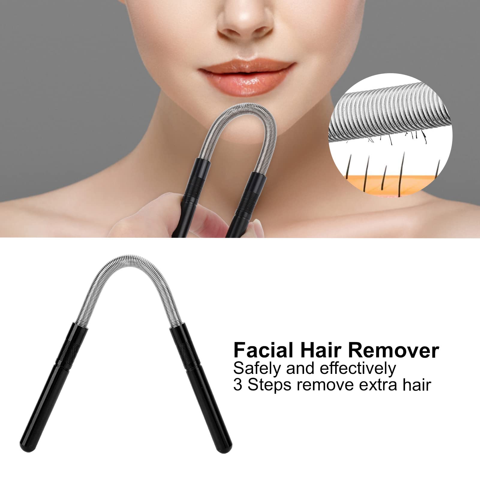 Facial Hair Remover, Stripes Handle, Hair Removal Spring for Upper Lip, Chin, Cheeks, Neck (1)