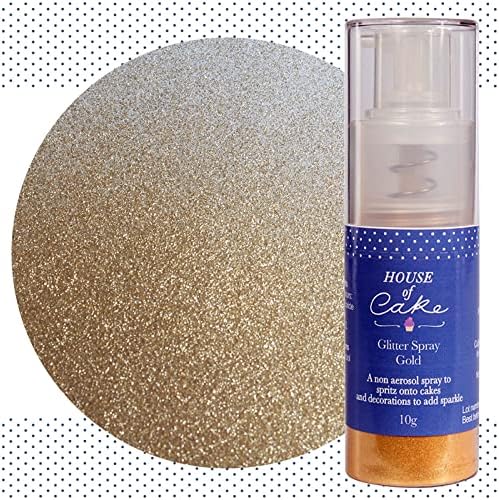 House of Cake Edible Glitter Spray, Blush Non-Aerosol Paint for Cake & Bakes, Simple to Use, This Unique Finish Leaves a Sparkling Lustre Effect on Cakes & Decorations - Gold, 10 g