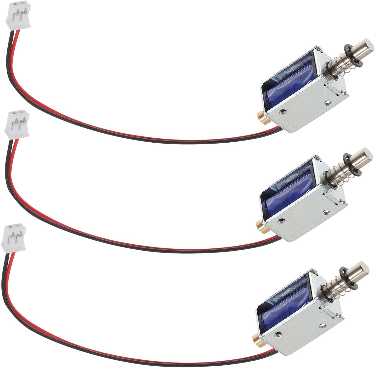Veemoon 3pcs Push Pull Linear Motion Electromagnet Solenoid Dc 12v 2a Open Frame Miniature Metal Electronic Parts for Industrial Applications