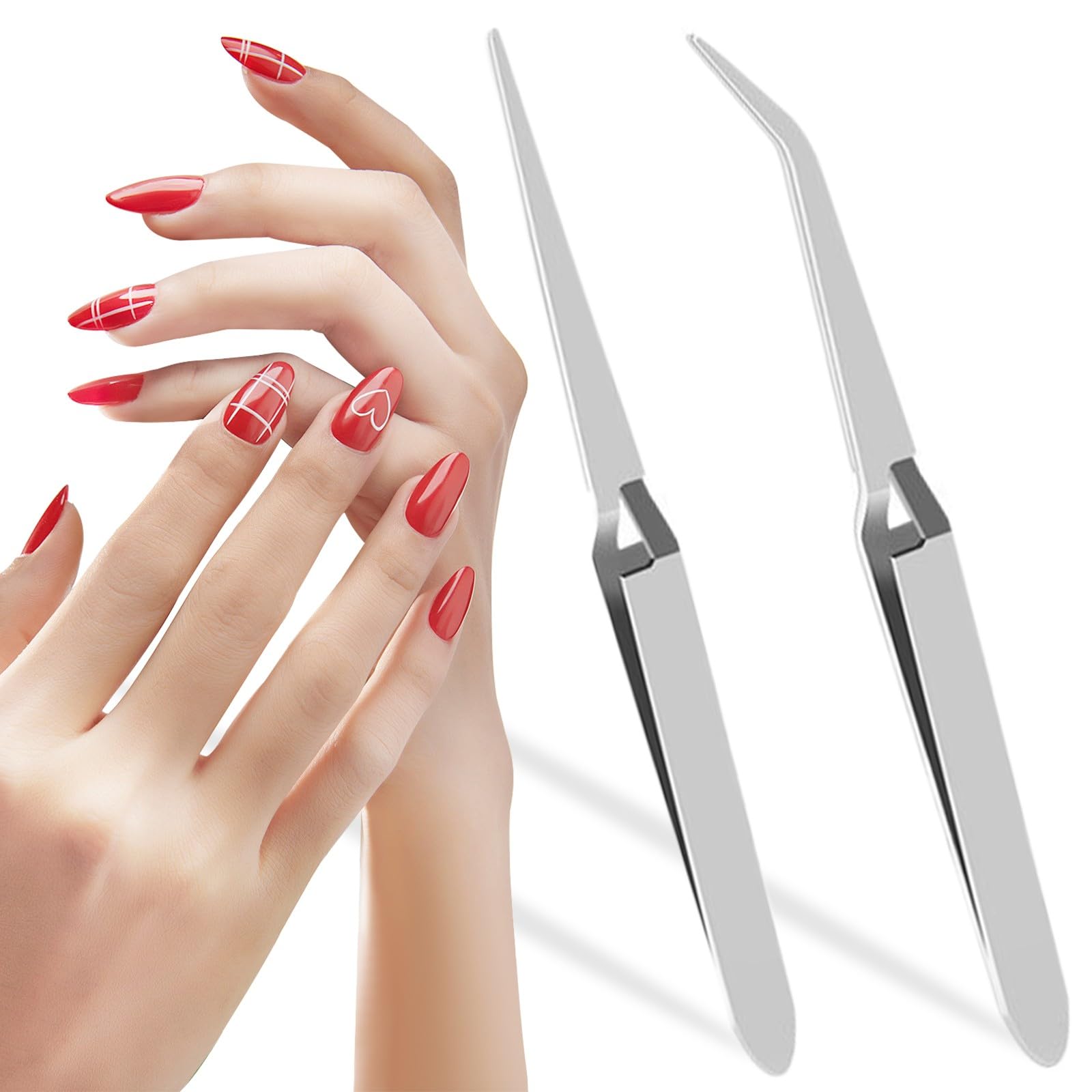 JEYORZY 2 Pcs Pince a Pincher pour Ongle, Pince à Pincher Classique, Multi-usage Acier Inox Nail Art Pince Boule de Coton Pincher Pince Courbée à Former Pour le des Ongles Coiffage, Outils à Ongles
