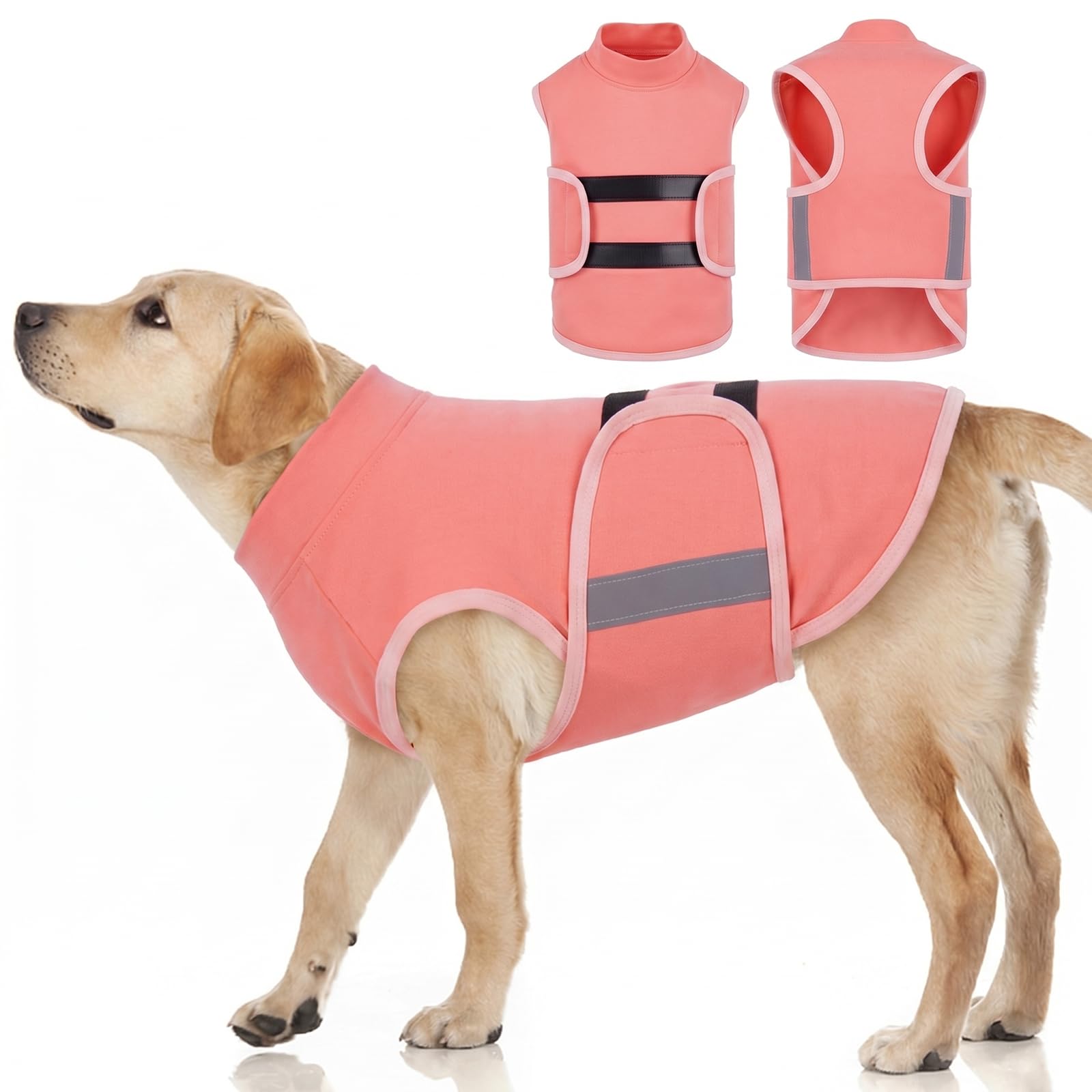 IECOii Dog Anti Anxiety Jacket,Soft Dog Weighted Stress Jacket,Fleshpink,XL