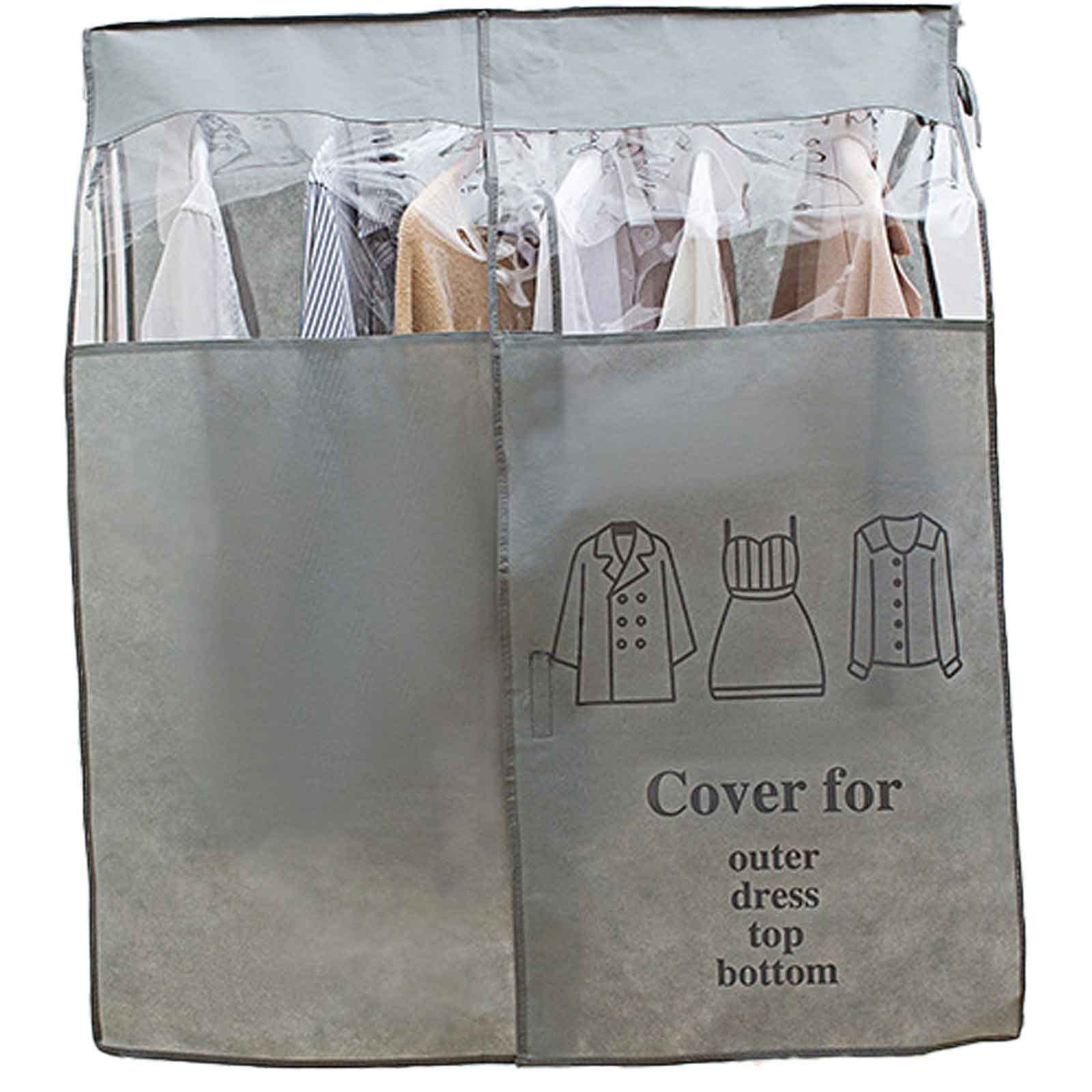Fundas para rieles para ropa, cubierta para perchas, polvo de 3 pies/4 pies, funa no tejida, fundas para trajes, cubierta impermeable contra el polvo, lavable (color: gris, tamaño: 90X110CM)