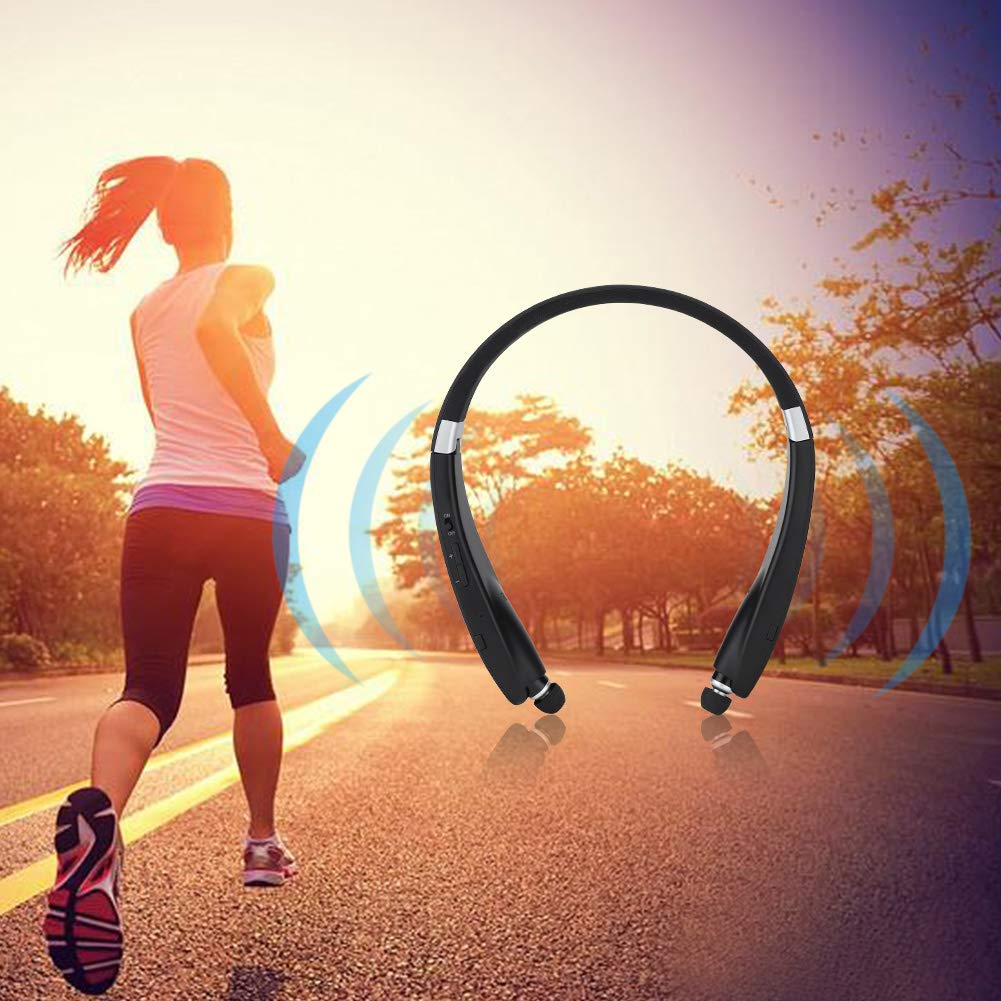 LICAEVEY Auricolare Bluetooth Wireless, Pieghevole da Appendere Al Collo con Doppia Connessione CSR5.0, Cancellazione del Rumore CVC per Pendolari in Ufficio, Standby 300 Ore (#1)