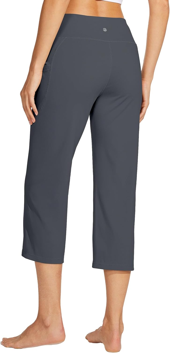 Willit Women's Yoga Capris Pants High Waist Leggings Crossover Straight Leg Athletic Exercise Workout Crop Capris 21" - Image 3