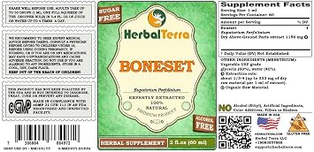 Herbal Terra LLC Boneset (Eupatorium Perfoliatum) Glycerite, Dried Above-Ground Parts Alcohol-Free Liquid Extract 2 oz