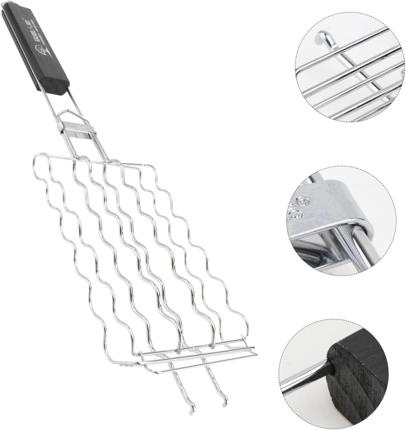 Stainless Steel BBQ Grill Basket Removable Handle for Outdoor Cooking Fish and Vegetables Sturdy Grilling Accessory for Camping and Family Gatherings