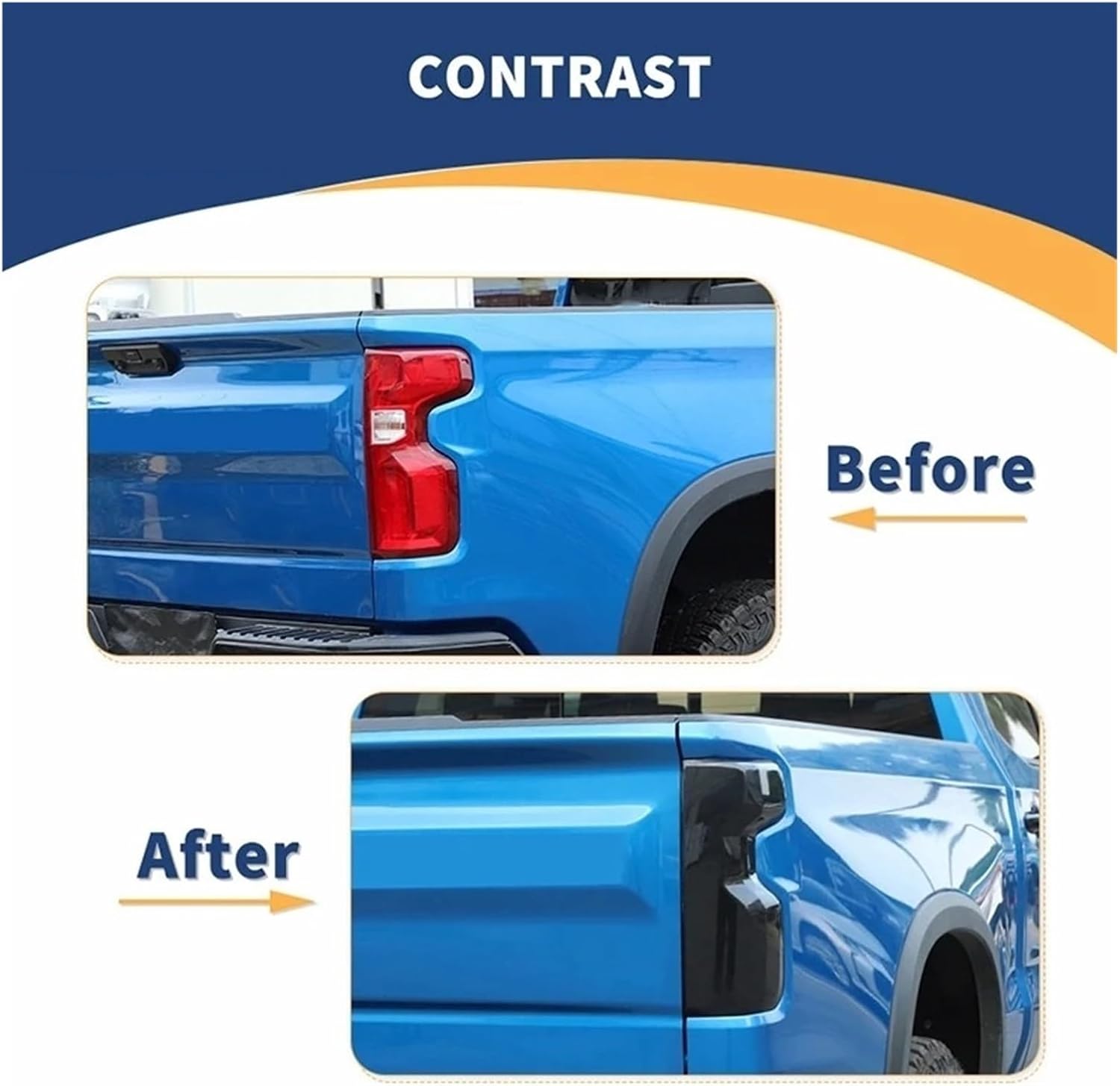 Compatible For Chevrolet Silverado 2022 2023 2024 Up Car Exterior Rear Taillight Tail Light Lamp Decoration Cover Smoky Black