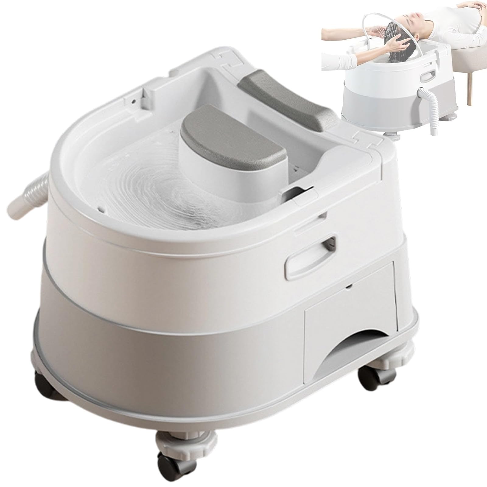 GwlThixion Head Spa Shampoo Basin, Portable Head Spa Attachment for Shampoo Bowl, Constant Temperature Water Circulation and Warm Steam for Scalp Care Gray-Package2