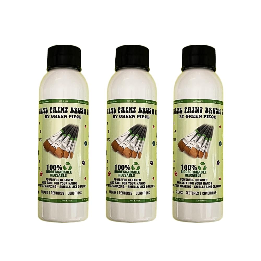 Green Piece® Paint Brush Cleaner (Pack of 3 – 4 Oz Each, Travel Size) Made in USA