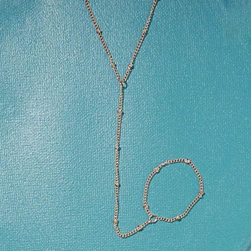 Yheakne Boho Satellite Finger Ring Bracelet Gold Ring Wrist Bracelet Hand Chain Vintage Ball Slave Bracelet Minimalist Satellite Dotted Chain Bracelet Jewelry for Women and Girls Gifts
