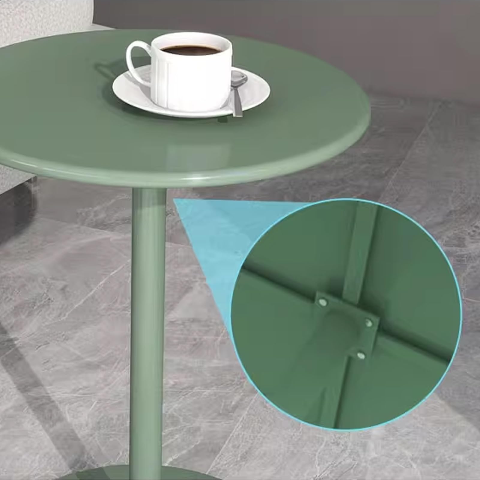Mesa de Bar pequeña, Alta y Redonda, Mesa de cóctel con Tablero y Base de Metal, Mesa Auxiliar Multifuncional para Pub, Bar, Comedor, bistró, cafetería, Patio, Exterior, Verde (40 x 40 x 72