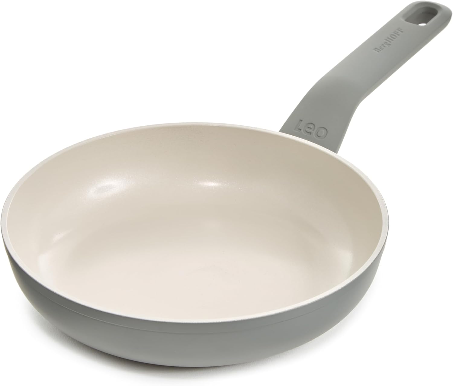 Leo Balance Non-stick Ceramic 5Pc Frying Pan Set with Nylon Turner 13.75in, Non-toxic, CeraGreen Coating, Stay-cool Handle, Induction Pan, Recycled Material, Moonmist