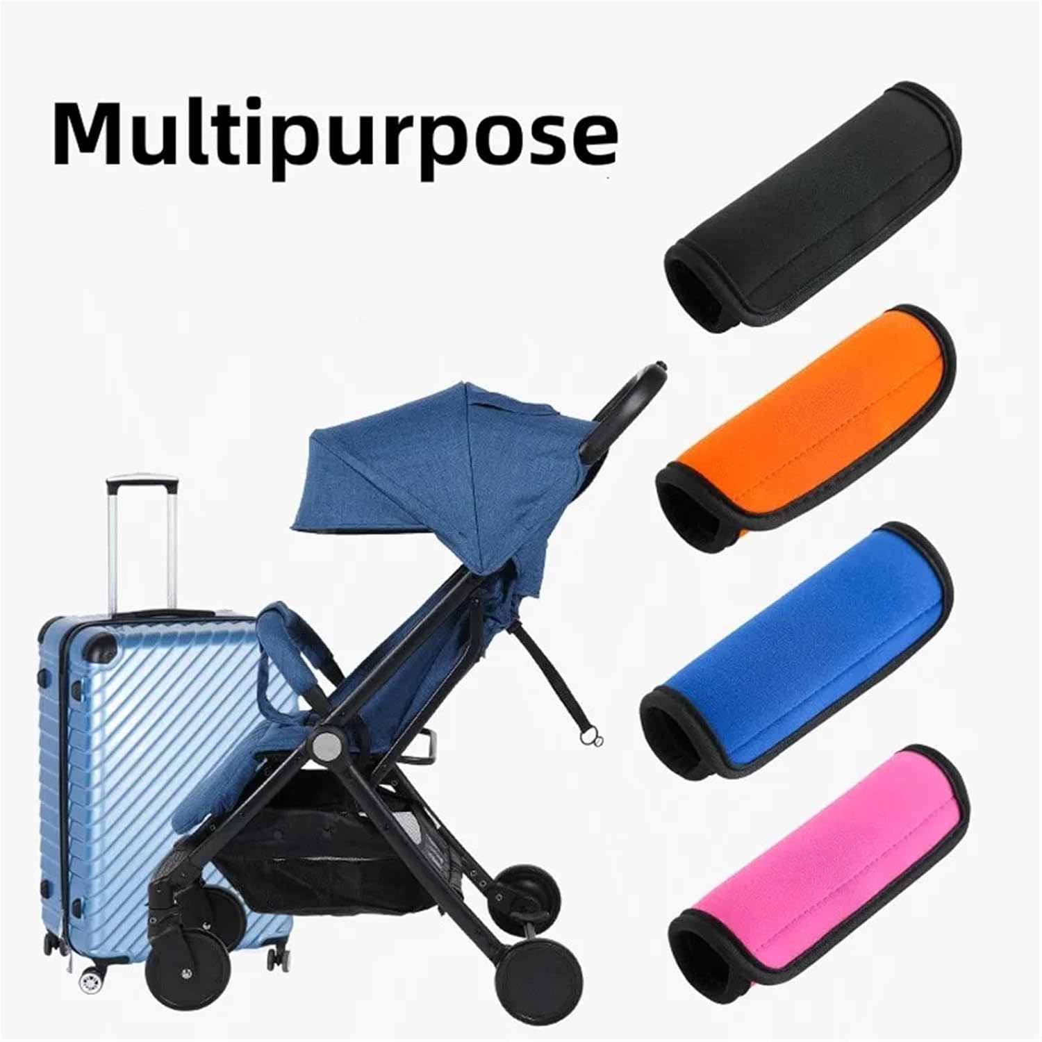 Suitcase Handle Wraps 10PCS Comfortable Neoprene Luggage Handle Wrap Grip Suitcase Bag Identifier Stroller Protective Cover Part(Red)