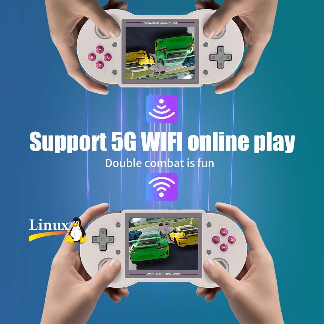 RG353PS - Console portatile per videogiochi, 16 + 64 G con 15.000 giochi, supporta WiFi online Fight, diversi formati di gioco, schermo HD IPS 4:3 da 3,5", schermo HD portatile, stile arcade, grigio