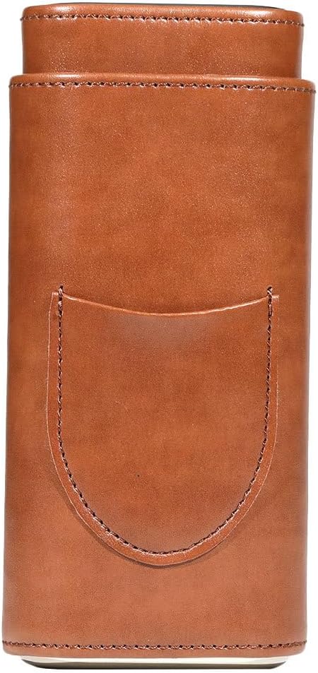 Portable Pu Leather Cigar Humidor Case Travel Cigar Holder for Men 3- Capacity Lightweight Protective Storage Box for Outdoor Use