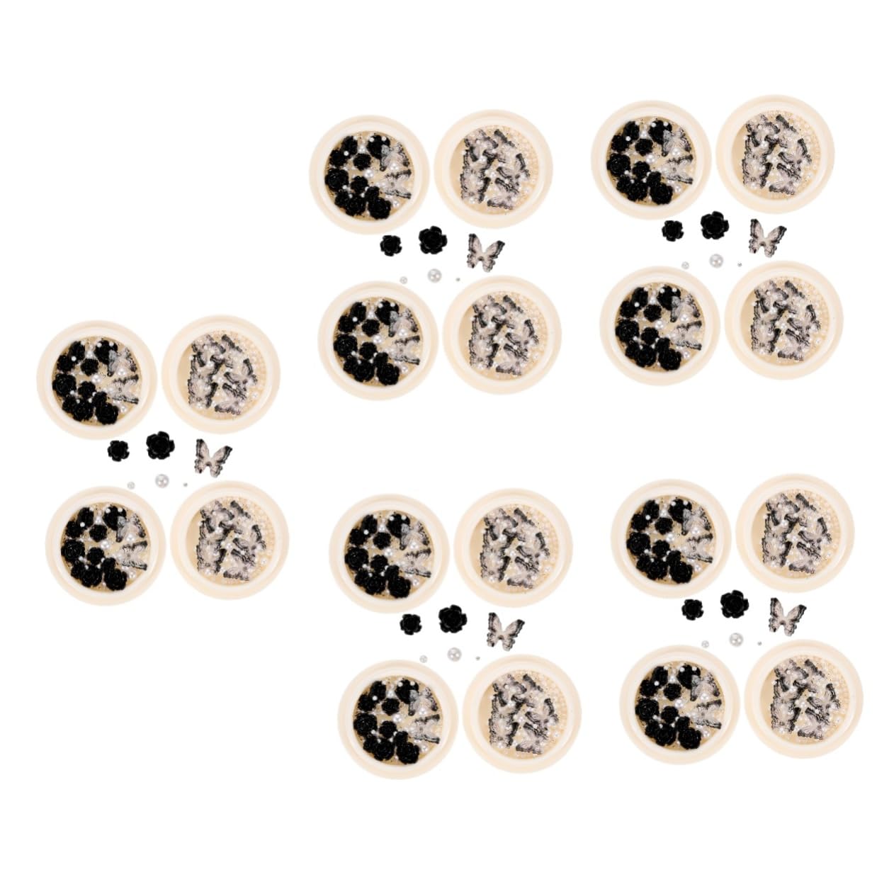 PLAFOPE 5 Set Di Ciondoli Per Unghie A Forma Di Fiore Gioielli Per Unghie in Resina Strass Per 4 Scatole * 5