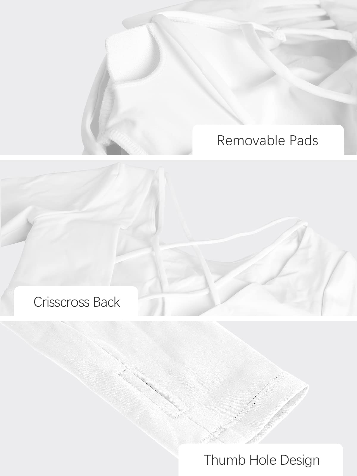 ECUPPER Women Long Sleeve Workout Tops Backless Yoga Gym Shirts Athletic Crop Top with Built in Bra for Fitness Sports