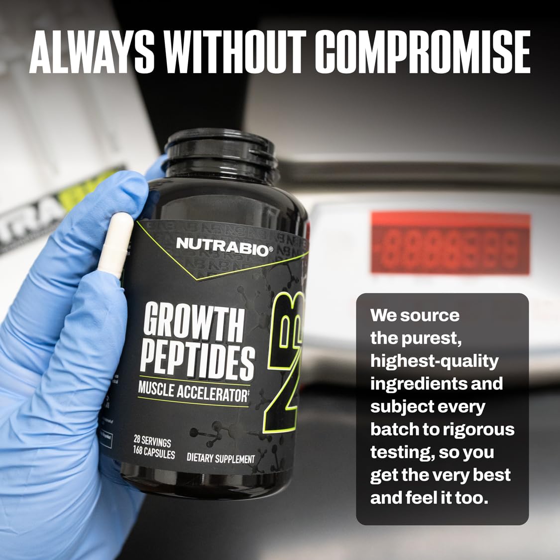 NutraBio Growth Peptides |Muscle Accelerator with DiLeucine & PeptiStrong | Peptides for Muscle Growth Men & Women- 28 Servings- 196 Capsules — Amazon image 8