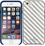 Kate Spade New York Hybrid Hardshell Case Diagonal Silver White Cream Stripe for iPhone 6 Plus & 6S Plus 5.5