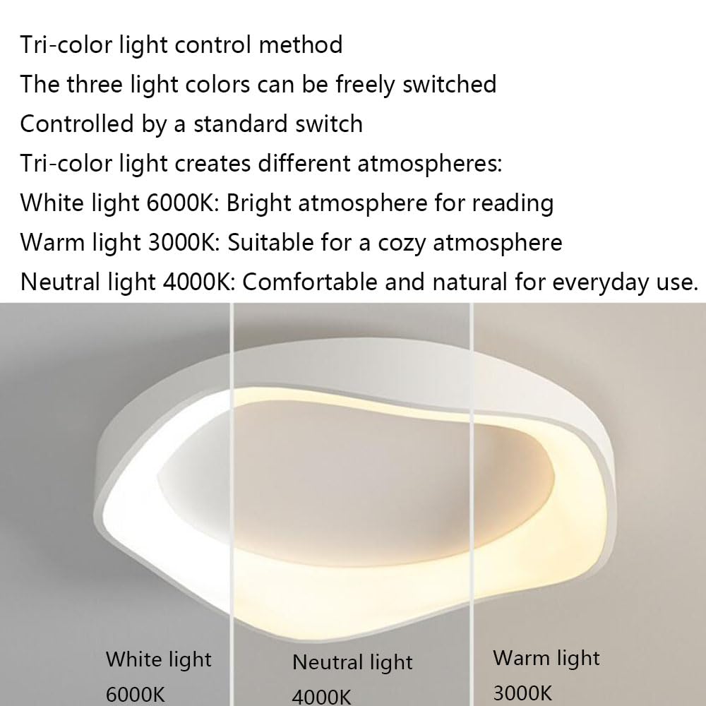 19,7-calowa Energooszczędna Ultracienka Lampa Przewodowa Lampy Sufitowe LED Do Dekoracji Domu Łatwa W Montażu Metalowa Oprawa Oświetleniowa Trójkolorowe Lampy Panelowe Z Wbudowanym Ściemniaczem KNBVFH