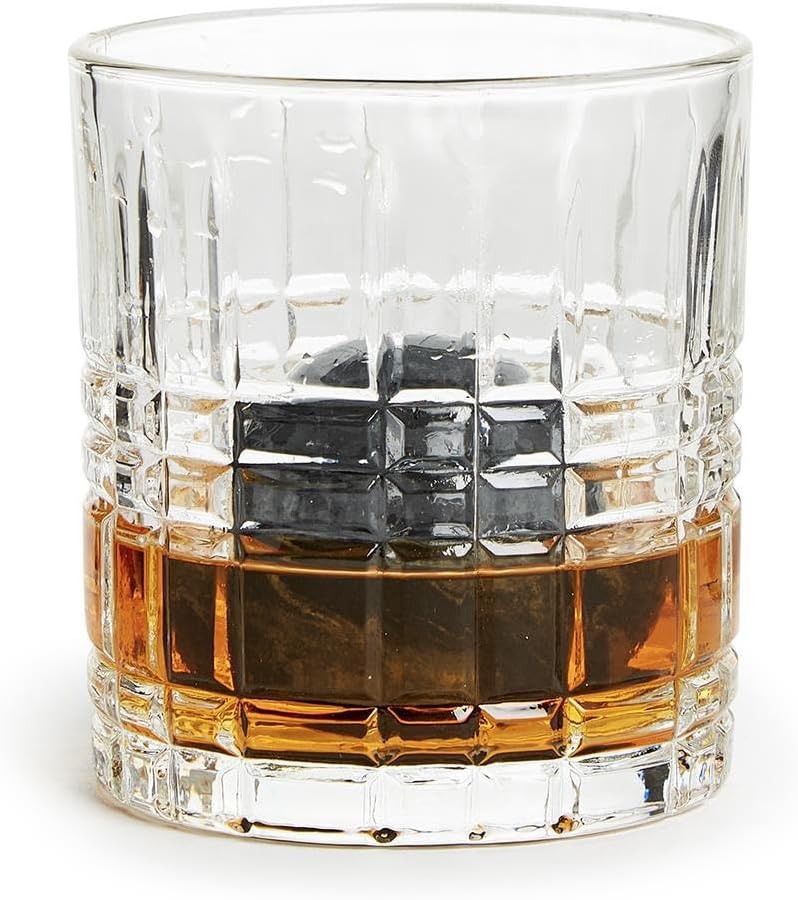 Two's Company Double Old Fashion Whisky Set, Includes Stone Ball in Gift Box, 10 Oz Glass, 2-inch Diameter Stone Ball