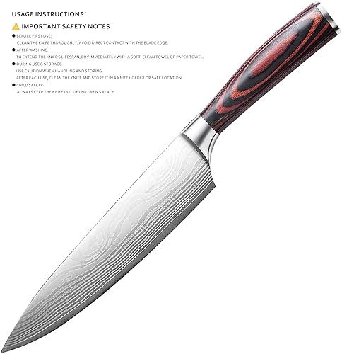Miniatura 8 de Cuchillo de chef  8 pulgadas afilado para carne y verduras, cuchillo de cocina de acero inoxidable de alto carbono con mango ergonómico, cuchillo de