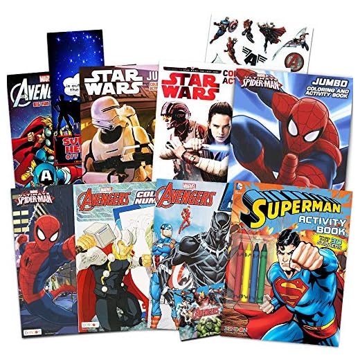 Disney Coloring Books for Kids Toddlers Bulk Set ~ Bundle Includes 8 Star Wars and Avengers Books, Sticker Pack, and Superhero Door Hanger (Superhero Party Supplies)