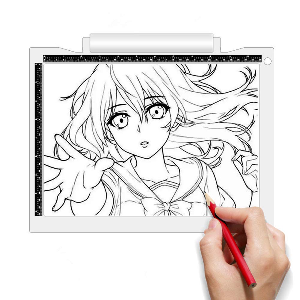 Mise À Niveau du Tampon De Traçage A4, Boîte À Lumière USB Et Alimentée par Batterie, Tableau De Copie avec Échelle, Bloc De Dessin À Gradation À 3 Niveaux
